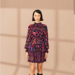 Farm Rio Printed Iridescent Leopards Ruffle Mini Dress